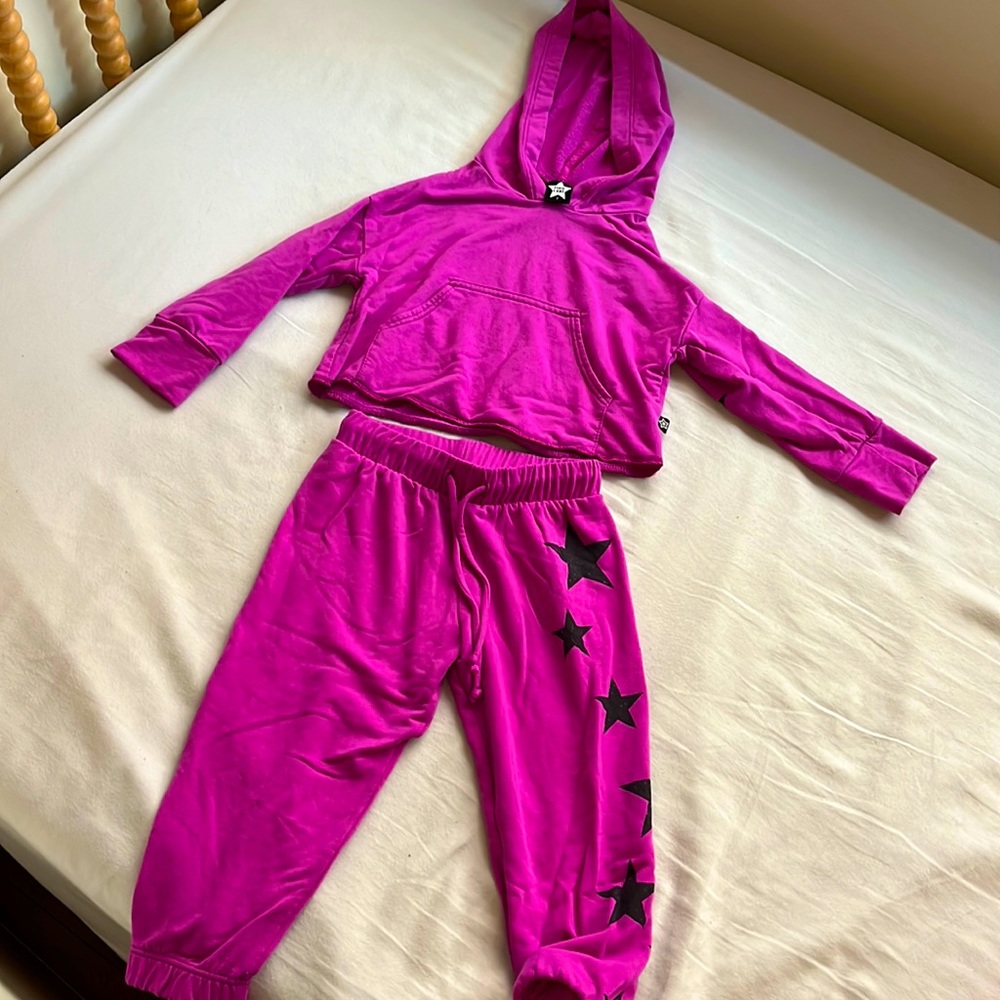 Pixie Lane 2T jersey track suit crop sweater hoodie with sweat pants